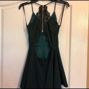Camille La Vie party dress hunter green w lace